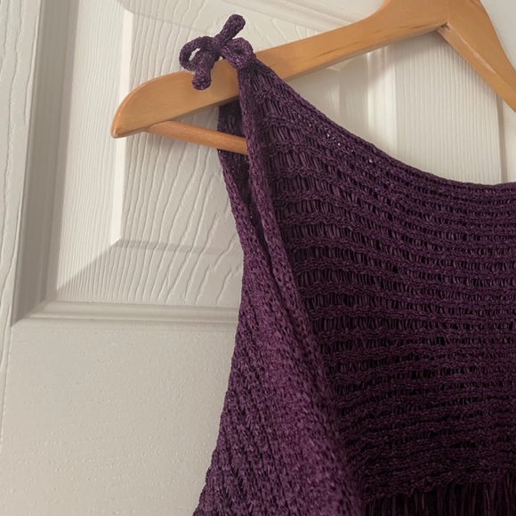 Purple Open Shoulder Knit Top - Picture 2 of 5